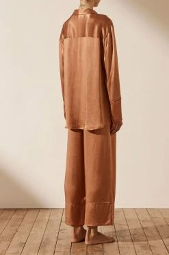 Shona Joy LA LUNE LOUNGE LONG SLEEVE SHIRT SET- COPPER Wedding
