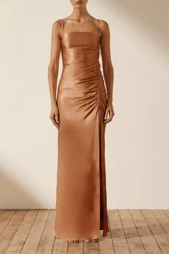 Shona Joy DRESSES LA LUNE RUCHED MAXI DRESS - COPPER