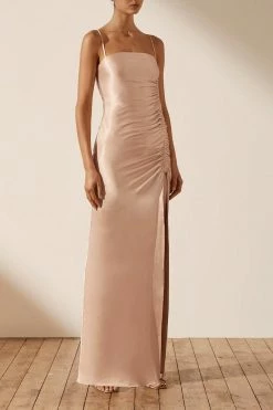 Shona Joy DRESSES LA LUNE RUCHED MAXI DRESS - DESERT ROSE