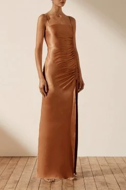 Shona Joy DRESSES LA LUNE RUCHED MAXI DRESS - COPPER