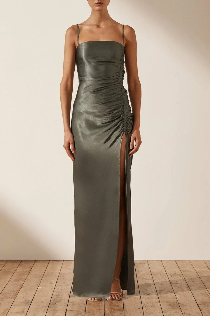 Shona Joy LA LUNE RUCHED MAXI DRESS - OLIVE