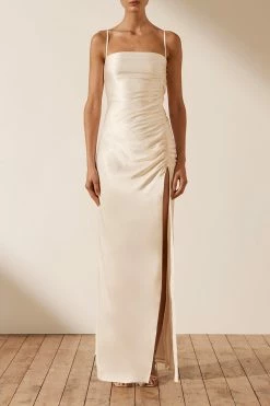 Shona Joy LA LUNE RUCHED MAXI DRESS - CREAM