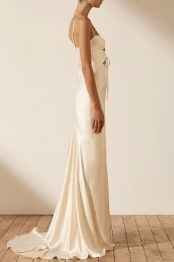 Shona Joy DRESSES LA LUNE LACE FRONT MAXI DRESS - CREAM