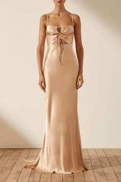 Shona Joy LA LUNE LACE FRONT MAXI DRESS - DESERT ROSE