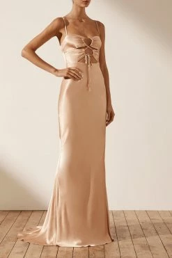 Shona Joy LA LUNE LACE FRONT MAXI DRESS - DESERT ROSE