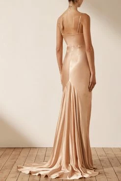 Shona Joy LA LUNE LACE FRONT MAXI DRESS - DESERT ROSE