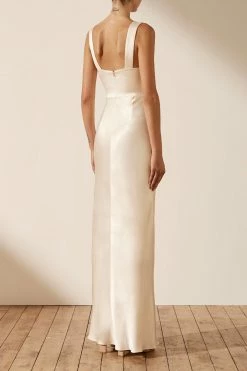 Shona Joy LA LUNE BOW TIE MAXI DRESS - CREAM DRESSES