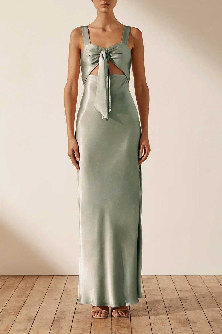 Shona Joy DRESSES LA LUNE BOW TIE MAXI DRESS - SAGE