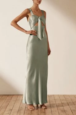 Shona Joy DRESSES LA LUNE BOW TIE MAXI DRESS - SAGE