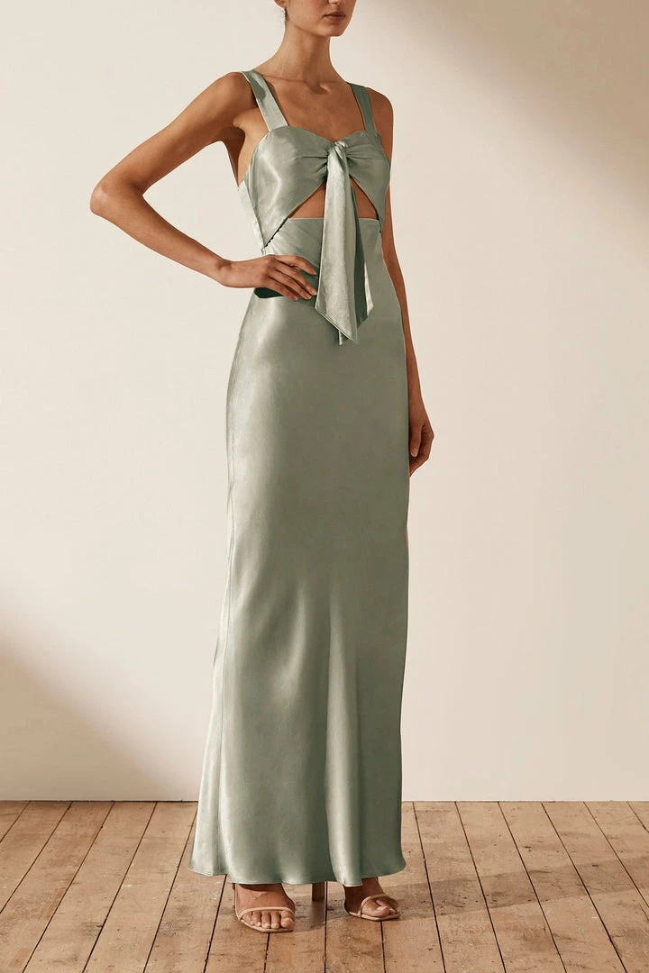 Shona Joy DRESSES LA LUNE BOW TIE MAXI DRESS - SAGE