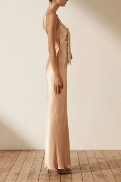Shona Joy DRESSES LA LUNE BOW TIE MAXI DRESS - DESERT ROSE