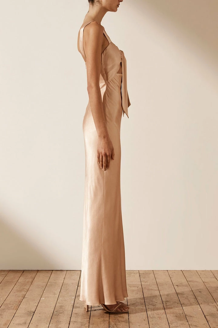 Shona Joy DRESSES LA LUNE BOW TIE MAXI DRESS - DESERT ROSE