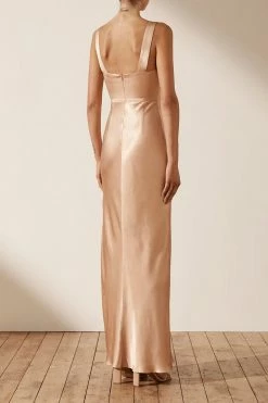 Shona Joy DRESSES LA LUNE BOW TIE MAXI DRESS - DESERT ROSE
