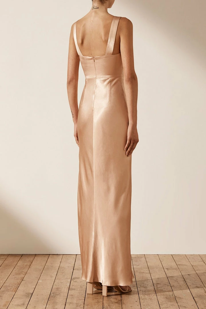 Shona Joy DRESSES LA LUNE BOW TIE MAXI DRESS - DESERT ROSE