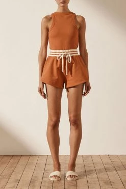 Shona Joy SJ CURVED HEM SHORT - TURMERIC KNITWEAR