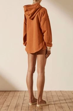 Shona Joy TOPS SJ LOGO CURVED HEM HOODIE - TURMERIC