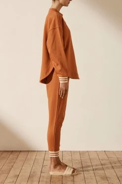 Shona Joy TOPS SJ LOGO CURVED HEM JUMPER - TURMERIC