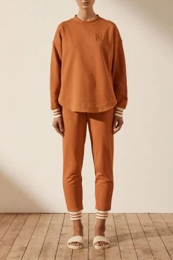 Shona Joy TOPS SJ LOGO CURVED HEM JUMPER - TURMERIC