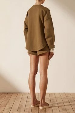 Shona Joy SJ LOGO CURVED HEM JUMPER - CUMIN TOPS