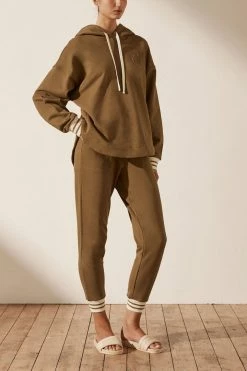 Shona Joy SJ LOGO CURVED HEM HOODIE - CUMIN TOPS