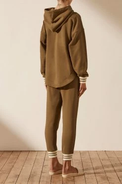 Shona Joy SJ LOGO CURVED HEM HOODIE - CUMIN TOPS