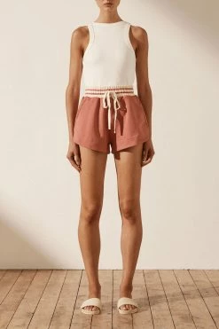 Shona Joy SJ CURVED HEM SHORT - RHUBARB KNITWEAR