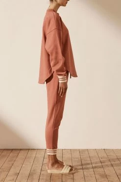 Shona Joy TOPS SJ LOGO CURVED HEM JUMPER - RHUBARB