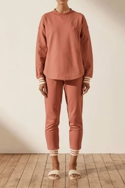 Shona Joy TOPS SJ LOGO CURVED HEM JUMPER - RHUBARB