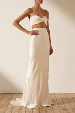 Shona Joy LA LUNE HIGH WAIST MAXI SKIRT - CREAM