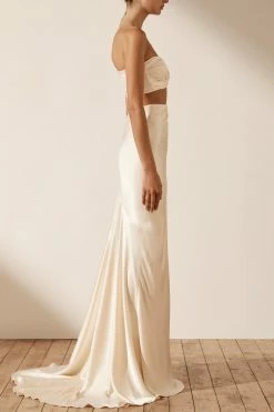 Shona Joy LA LUNE HIGH WAIST MAXI SKIRT - CREAM