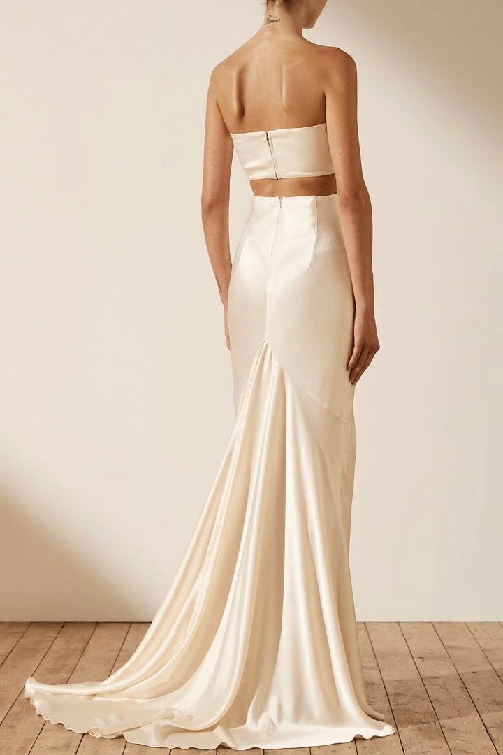 Shona Joy LA LUNE HIGH WAIST MAXI SKIRT - CREAM