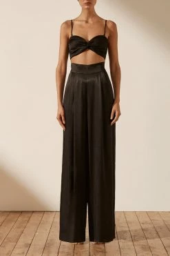 Shona Joy LA LUNE TWIST FRONT BRA TOP - BLACK TOPS