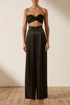 Shona Joy LA LUNE TWIST FRONT BRA TOP - BLACK TOPS