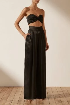 Shona Joy LA LUNE TWIST FRONT BRA TOP - BLACK TOPS