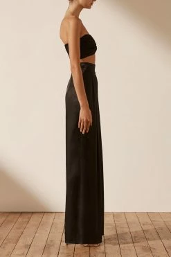 Shona Joy LA LUNE TWIST FRONT BRA TOP - BLACK TOPS