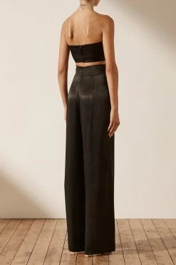 Shona Joy LA LUNE TWIST FRONT BRA TOP - BLACK TOPS