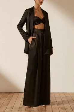 Shona Joy LA LUNE TWIST FRONT BRA TOP - BLACK TOPS