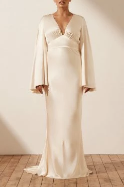 Shona Joy LA LUNE BACKLESS MAXI DRESS - CREAM