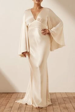 Shona Joy LA LUNE BACKLESS MAXI DRESS - CREAM