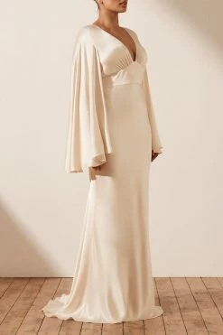 Shona Joy LA LUNE BACKLESS MAXI DRESS - CREAM