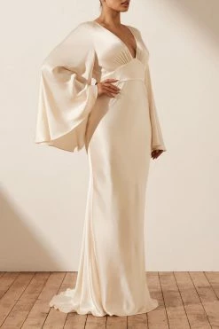 Shona Joy LA LUNE BACKLESS MAXI DRESS - CREAM