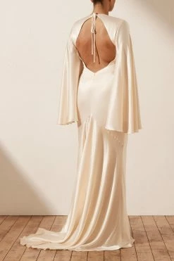 Shona Joy LA LUNE BACKLESS MAXI DRESS - CREAM
