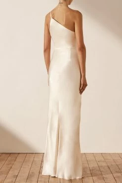 Shona Joy LA LUNE ASYMMETRICAL GATHERED MAXI DRESS - CREAM