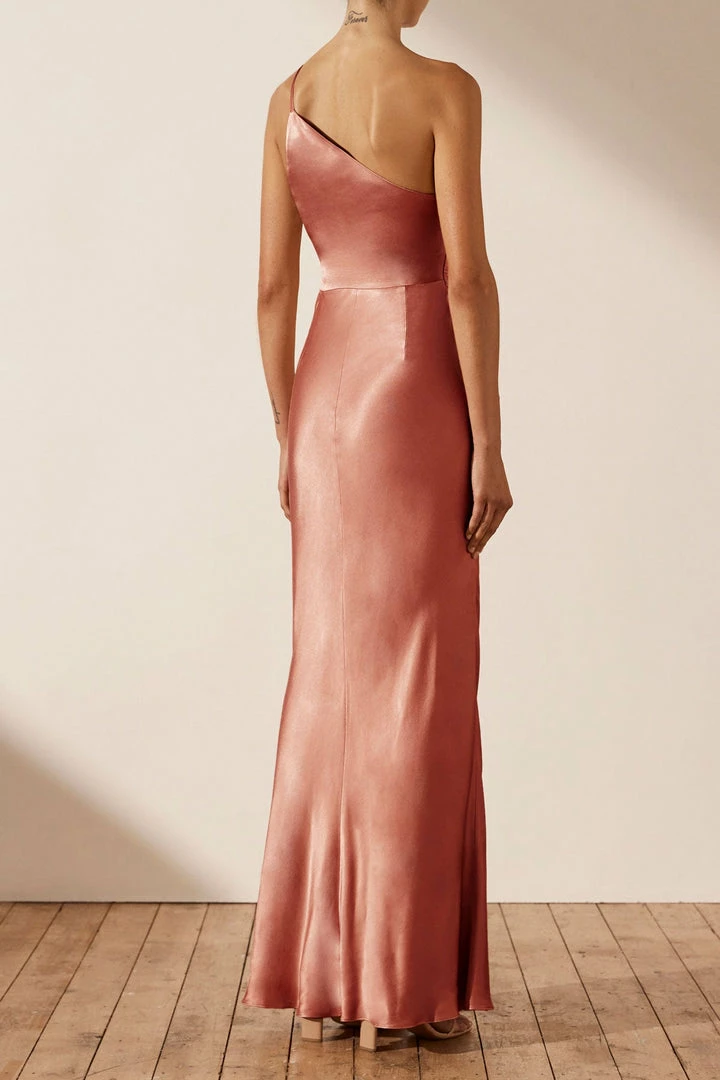 Shona Joy LA LUNE ASYMMETRICAL GATHERED MAXI DRESS - TERRACOTTA