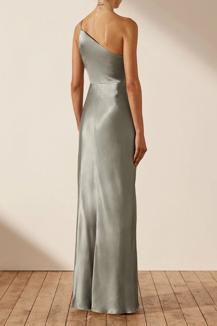Shona Joy LA LUNE ASYMMETRICAL GATHERED MAXI DRESS - SAGE DRESSES