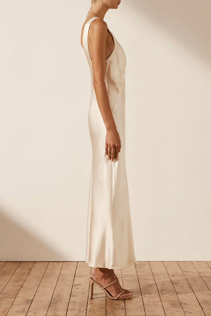 Shona Joy DRESSES LA LUNE PLUNGED MIDI DRESS - CREAM
