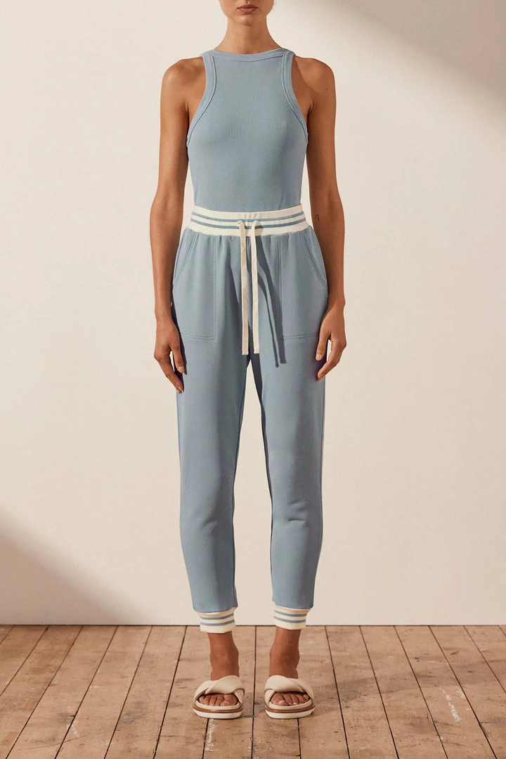Shona Joy KNITWEAR SJ SWEAT PANT - CHALK BLUE