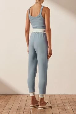Shona Joy KNITWEAR SJ SWEAT PANT - CHALK BLUE