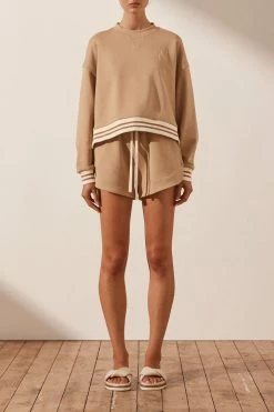 Shona Joy SJ LOGO CROPPED JUMPER - TAN