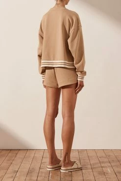 Shona Joy SJ LOGO CROPPED JUMPER - TAN